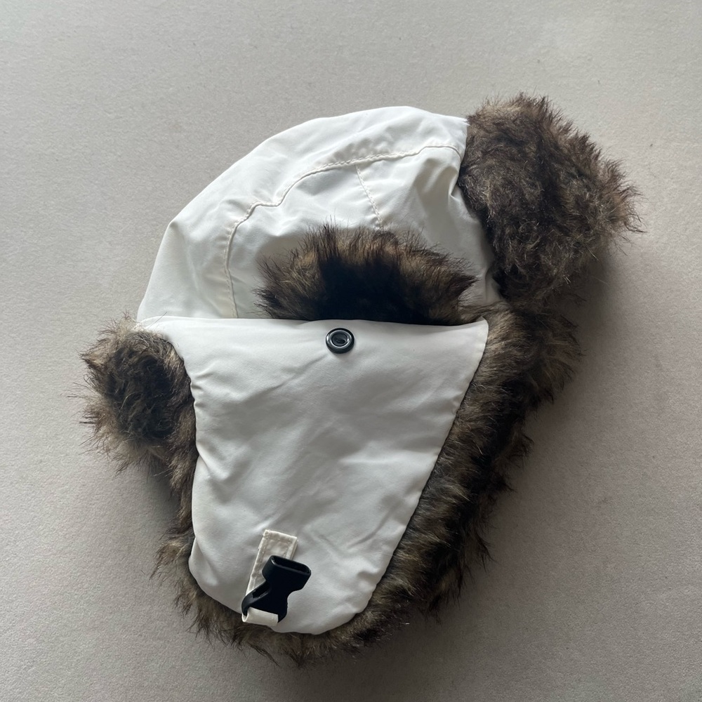 White Bomber winter hat faux fur